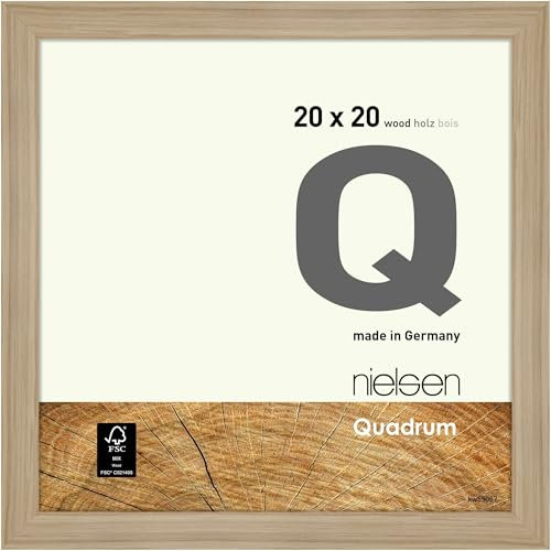 nielsen Bilderrahmen, 20 x 20 cm, Holz, Eiche Natur, Fotorahmen zum Auftstellen und Aufhängen im Hoch- & Querformat, Echtglas, Quadrum