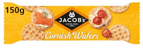 JACOB'S Cornish Wafers Crackers, 150g | Light & Flaky Texture, Versatile Snack for Cheese & Spreads, Vegetarian Friendly, Packed Full of Flavour