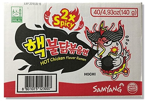 Samyang Buldak Hot Chicken Flavor Ramen 2x spicy, extra scharfe Instant Nudeln mit Hühnchengeschmack, Karton mit 40 Packungen (40 x 140g)