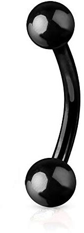 viva-adorno® Piercing Banane Augenbrauenpiercing mit Kugeln Edelstahl Größen Z56, schwarz 1,2x8x3mm