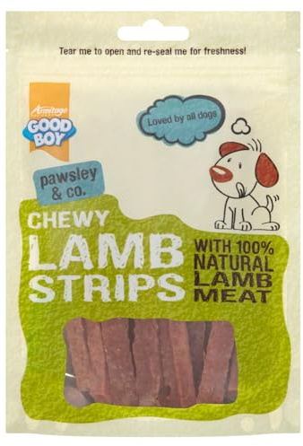Pawsley & Co Good Boy Lamb Strips 80g, Transparent