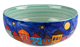 Gall&Zick Salatschüssel Schale Keramik Handbemalt Bunt (Grün/Türkis, Klein)