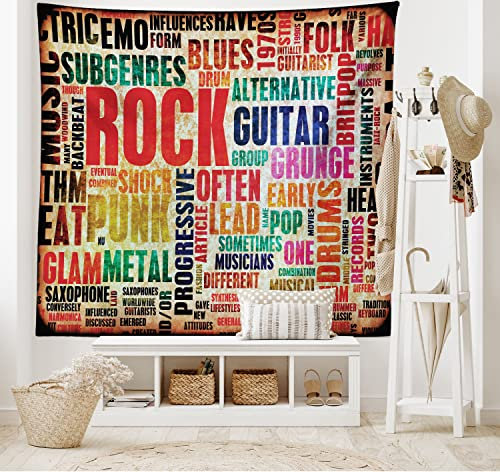 ABAKUHAUS Musik Wandteppich, Musik Rock 'n' Roll-Plakat aus Weiches Mikrofaser Stoff Waschbar ohne Verblassen Digitaldruck, 150 x 110 cm, Brown Red