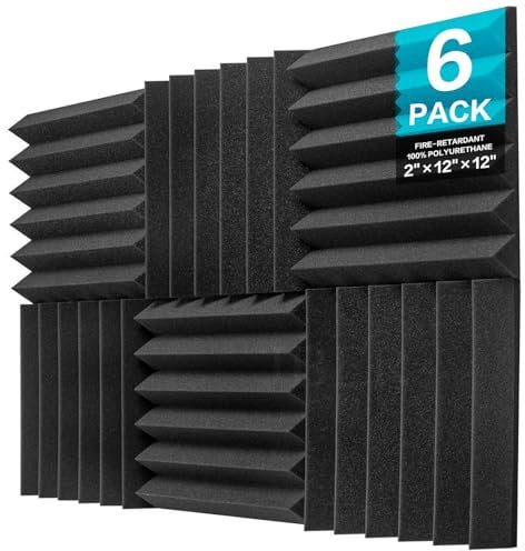 JBER 6 Pack Charcoal Acoustic Sound Foam Panels, 5 X 30 X 30 cm/2 X 12 X 12 Studio Foam Wall, Fireproof Soundproof Wall Padding for Sound Insulation Treatment