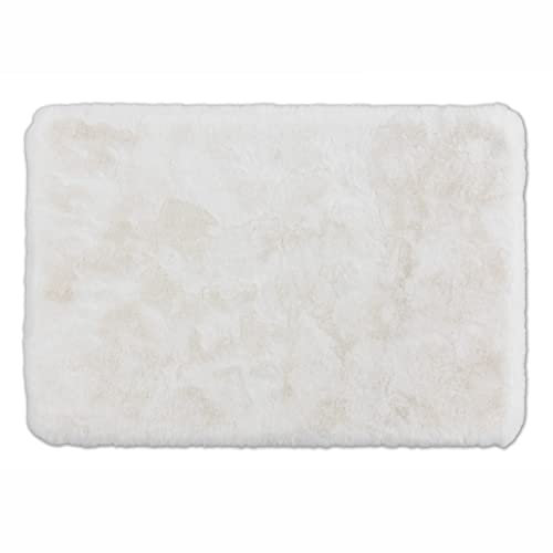 Schöner Wohnen Kollektion Badezimmerteppich 60 x 90 cm – sehr Flauschige Badematte weiß – waschbar und rutschhemmend