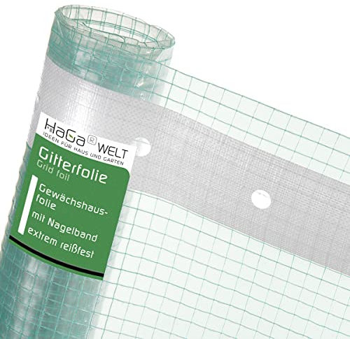 HaGa Gitterfolie 3m x 5m in transparent – Extrastarke Folie für Gewächshaus klein & groß – als Gewächshausfolie & Winterschutz