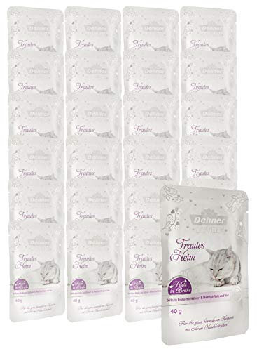 Dehner Premium Lovely Katzensnack, Leckerli glutenfrei, für ausgewachsene Katzen, Brühe mit Huhn / Thunfisch, im Beutel, 24 x 40 g (960 g)