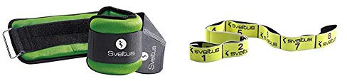 Sveltus 0942_1 kg - Bracelets lestés - Lycra 1kg (la Paire- 1kg x 2) - Vert & Elastiband 10kg Jaune