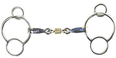 AK Universal Loose Ring Lozenge Horse Riding Bit with Sweat Iron Mouthpiece AKRS-2624 (5.25'', Blue-Silver)