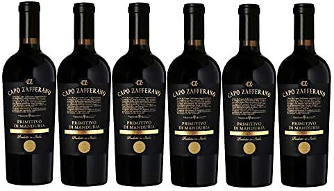 6er Vorteilspaket | Capo Zafferano Primitivo di Manduria DOC 2021 | Rotwein aus Apulien | trocken | 6 x 0,75 L