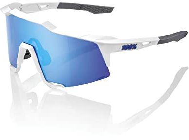 100% Speedcraft Matte White w/HiPER® Blue Multilayer Mirror Lens
