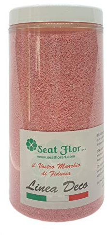 Seat Flor srl® Sabbia colorata, sabbia per decorazioni, sabbia per wedding, sabbia mis. 0.3/0.7 mm. in barattolo da 750 gr. (25 colori disponibili) (Rose)