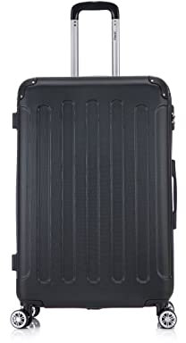 Flexot® Flex-2045 Koffer (16 Farben zur Auswahl) Zwillingsrollen Reisekoffer Trolley Hartschale (XL, Schwarz)