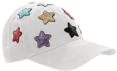 dy_mode Damen Kappe Basecap Baseball Cap Mütze Schirmmütze mit Pailletten - K101 (K101-Weiß)