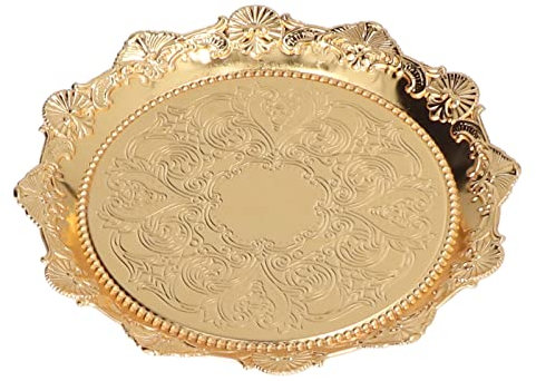Rundes Tablett 20cm Metal Rund Obsttablett Serviertablett Gold Obst Nussschale Badezimmer Tablett Klein Deko Teller für Café, Bar, Restaurant