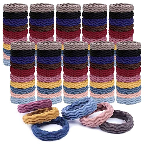 TSHAOUN 100 Pezzi Elastici per capelli in Cotone Senza Pieghe Cuciture Capelli Bambina Donna per Code di Cavallo e Treccine Morbidi elastici per Capelli Spessi per l'uso quotidiano