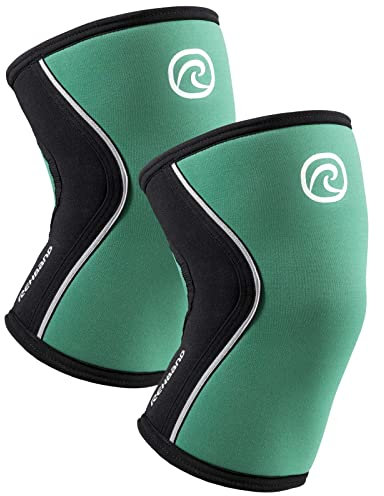 Rehband Rodillera Vendaje Fuerza Sport, Rodillera para Cross Fit & Entrenamiento Pesado Fabricada en Neopreno de 5 mm, Unisex, Color:Verde Esmeralda - 1 Par, Talla:M