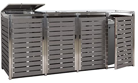 4er Mülltonnenverkleidung HWC-K14, Mülltonnenbox, 120x264x85cm WPC Edelstahl 128kg - anthrazit