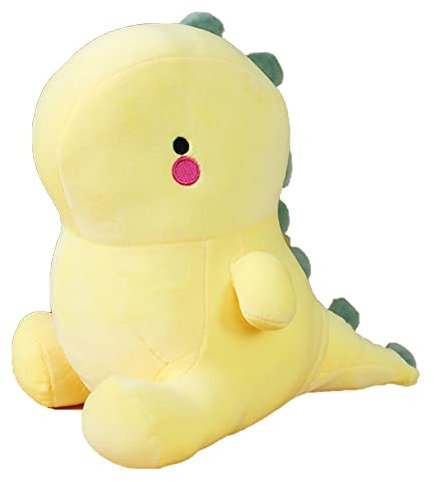 OUKEYI Adorable poupée dinosaure en peluche douce - Cadeau d'anniversaire pour enfants, filles, garçons, rose, 30 cm (jaune)