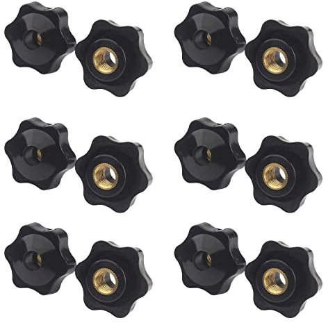 WUDQIJI Sterngriffmutter Stern Muttern 12 Stück M5 × 25 MM Innengewinde Klemmknopf Griffmuttern Rändelmutter Klemmmutter Durch Loch Star Kopf für Maschinen Industrie Elektronischen Geräten(M5)