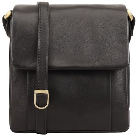 Lloyd Baker Umhängetasche aus echtem Leder, weiche Schultertasche mit verstellbarem Riemen, kompakte Größe mit mehreren Fächern, RAISA, Schwarz