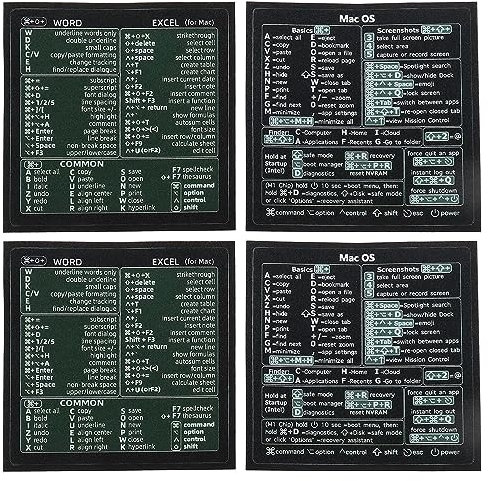 ECSiNG 2 Sets Autocollants de Raccourci Clavier de Référence Rapide M-a-c OS (M/Intel) et Word/Excel (pour M-a-c) Autocollants en Vinyle Imperméables pour Ordinateur Portable Claviers de Bureau