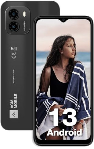 AGM Note N1 LITE Handy Ohne Vertrag (2024), 8(4+4) GB+128GB/256GB TF,Android 13 Smartphone Günstig, 6.52'' HD+ 90Hz,50 MP Kamera + 2 MP Mikrokamera 4900mAh mit Face-ID, Fingerabdruck, 4G Dual SIM