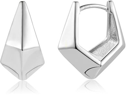 Silber 925 Creolen Ohrringe Damen, ASH'S CHOICE Silber 925 Ohrringe Oval Creolen Eckige Knorpel Huggie Creolen Klobige Dick Leicht Breit Chunky Geometrische Ohrringe Oval Kleine Creolen Damen