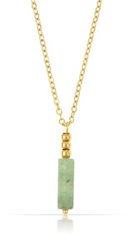 Made by Nami Edelstein Kette Damen Gold mit türkisem Amethyst Stein Anhänger 40 + 5 cm Spiritueller Schmuck