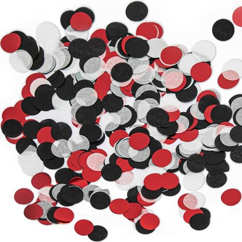 Milifox Konfetti Geburtstag,6500 Stück Konfetti Biologisch Abbaubar,67.5g Hochzeitskonfetti,Geeignet für Geburtstagsdekorationen,Hochzeiten,Jubiläumsfeiern,Rot Schwarz