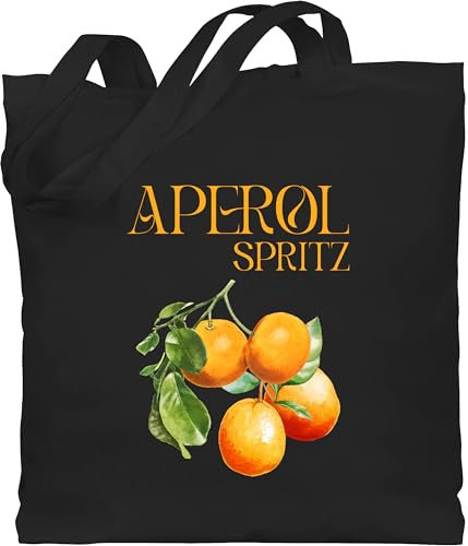 Baumwolltasche - Karneval & Fasching - Taschen - Aperol Spritz Orangen Aperol Kostüm - Unisize - Schwarz - jutebeutel kamellebeutel faschings tasche wurfbeutel karnevals beutel karnevalsbeutel