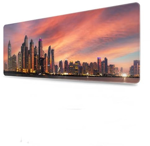 Tappetino Mouse Gaming 300x700x3mm,Scenario della città rosa XXL Gaming Tappetino Mouse Pad,Computer Scrivania Office Mat Tappetino Antiscivolo Sottomano da Scrivania Per Mouse e Tastiera