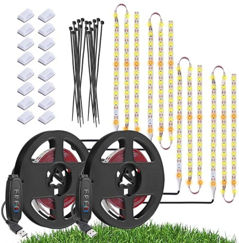 Pflanzenlampe LED, 120 LEDs Wasserdichte LED Grow Lights Full Spectrum, USB Plug-in Dimmable Auto On/Off mit 3 Timer Pflanzenlicht, für Indoor Pflanzen Seeding Veg Flower Growing Lampe (6.56ft) (2)