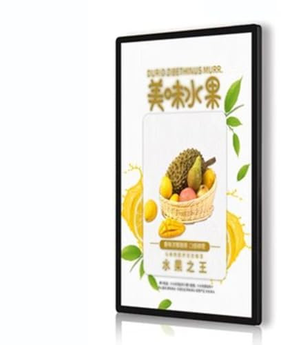 XILYZMO Panneau Publicitaire Slim, Panneau LED Publicité Panneau D'affichage, Montage Mural Restaurant Publicité Cadre Lumineux Rétroéclairé, LED Cadre Aluminium Panneaux(B-Black,70x60cm)