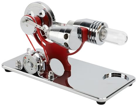 Heißluft-Stirlingmotor-Motormodell, Bunte LED-Beleuchtung, Stromgenerator, Dampfwärme, Stromgenerator, Modell, Fantasie, Physik, Entwicklung, Lernspielzeug (Rot)