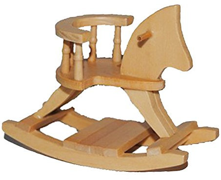 alles-meine.de GmbH Schaukelpferd aus Holz - Miniatur/Maßstab 1:12 - Puppe für Puppenstube -Puppenwiege Puppenhaus - Schaukelpferdchen Kinderzimmer - Diorama Kinder