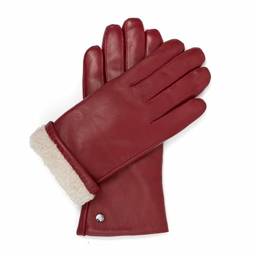 Hand Gewand by Weikert Exklusive Lederhandschuhe aus Lammnappa gefüttert mit Merino Lammfell, Touchscreen, langer Schnitt bis über das Handgelenk, Damen Lammfellhandschuhe