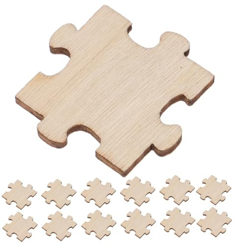 HAWILLOSCH Natural Wood Blank Jigsaw Puzzle Chips Wooden Puzzle Slices for Kids Educational Brain Training Toys