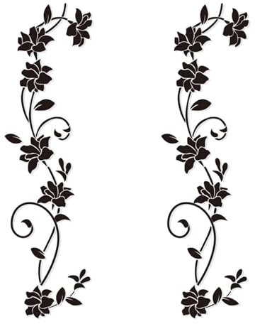 2 Stück Wandaufkleber Blumenranken Schwarz Wandtattoos Blumen Ranke Wandbilder Aufkleber für Schlafzimmer Dekoration