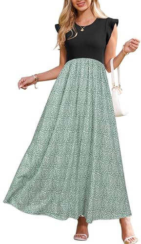 OUGES Women 2026 Spring Summer Maternity Dresses Sleeveless Ribbed Casual Outfits Maxi Nursing Dress with Pockets