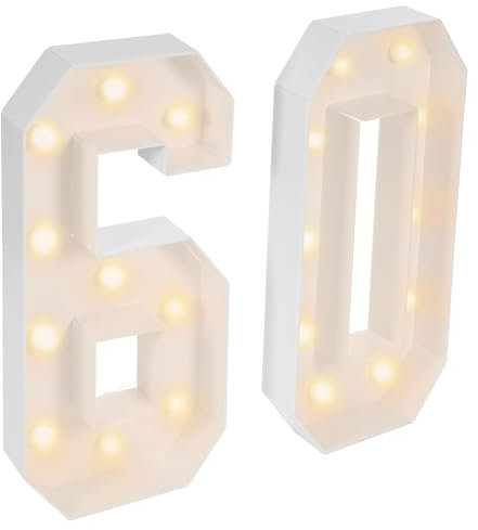 JDBDU LED Zahlen Lampe 60 Deko Licht Leuchtende Zahlen 3D Nummer Licht Party Dekoration Light Up Zahlen für Geburtstag Hochzeit Party 100cm Höhe