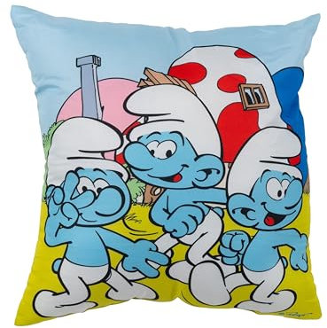 United Labels Die Schlümpfe Kissen, Kopfkissen 40x40 cm, Blau, Sofakissen, Dekokissen für Fans