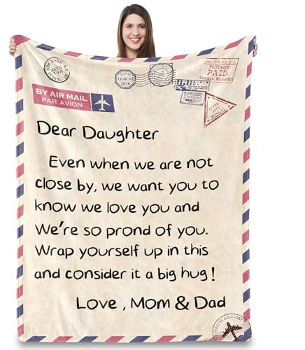 UFOORO Geschenke von Mama und Papa, Überwurfdecke, Tochter Geschenke von Mama und Papa, Geburtstag für Tochter, Erwachsene, Muttertag an Meine Töchter, Decke von Eltern für Sofa, Couch, Bett, 140 x