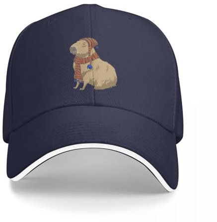 OOAXBEED Basecap Baseballmütze im Anime-Stil, Capybara sitzt einfach dort mit Mütze und Schal, Fischerhut, Baseballmütze, Mütze, NY-Kappe, Wintermütze, Frau, Herren