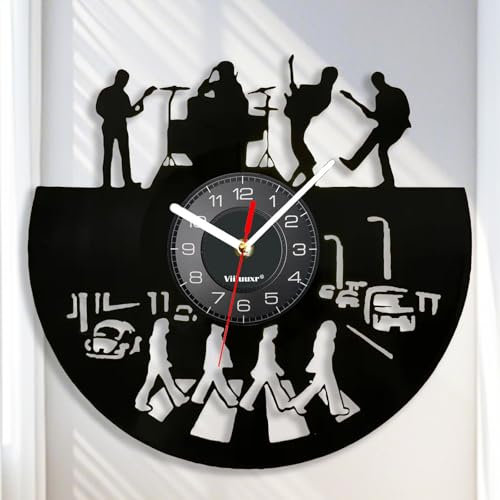 Viiluuxr Vinyl Schallplatten Uhr 30cm Wall Clock Rockband Wanddekoration Ausgefallene Wanduhren Analoge Kinderzimmer Wanduhr ohne Tickgeräusche Deko Wohnzimmer Vintage Musikliebhaber Geschenke.
