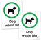 SAFESIGN (2 Pack) Dog Waste Bin PVC Sign Stickers - 200mm x 150mm - Vinyl Conforms to EN ISO 7010:2012