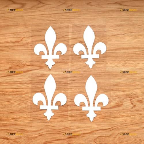 Québec fleur de lys autocollant décalcomanie vinyle drapeau Canada - lot de 4 blanc 10,2 cm - pour auto bateau PC portable tasse sans fond découpé
