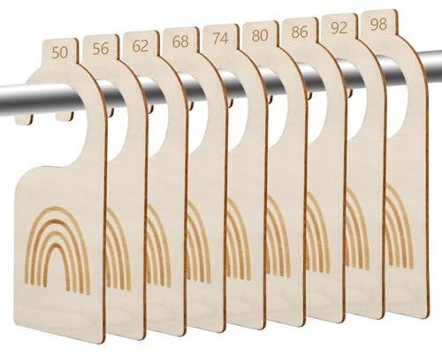 9er Set Größentrenner Holz Baby,50 bis 98 Schrankteiler für Neugeborene | Babykleidung Schrankteiler,Kleidergrößen Trenner Baby mit Regenbogendesign,Ideal für die Organisation des Kleiderschranks