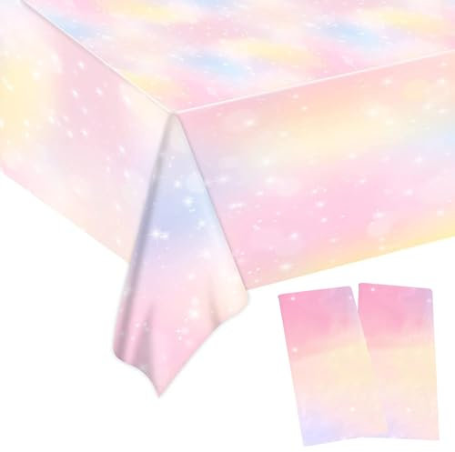 YXHZVON 2 Stück Party Tischdecken Rechteck Wasserdicht Bunt Tischdekoration- Perfekt für Kindergeburtstag Party Dekoration Familientreffen（274x137 cm ）