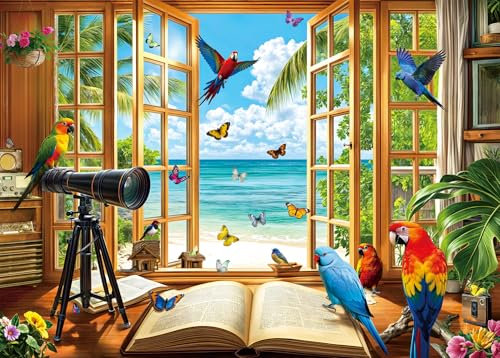 Puzzles 1000 Pieces for Adults jigsaw puzzles for adults-Beachfront villa, Sea View Room-1000 Piece Puzzle Classic Educational Games Beautiful Decoration Puzzle